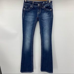 Miss Me Signature Low Rise Bootcut Jeans with Embellished Pockets Size 25